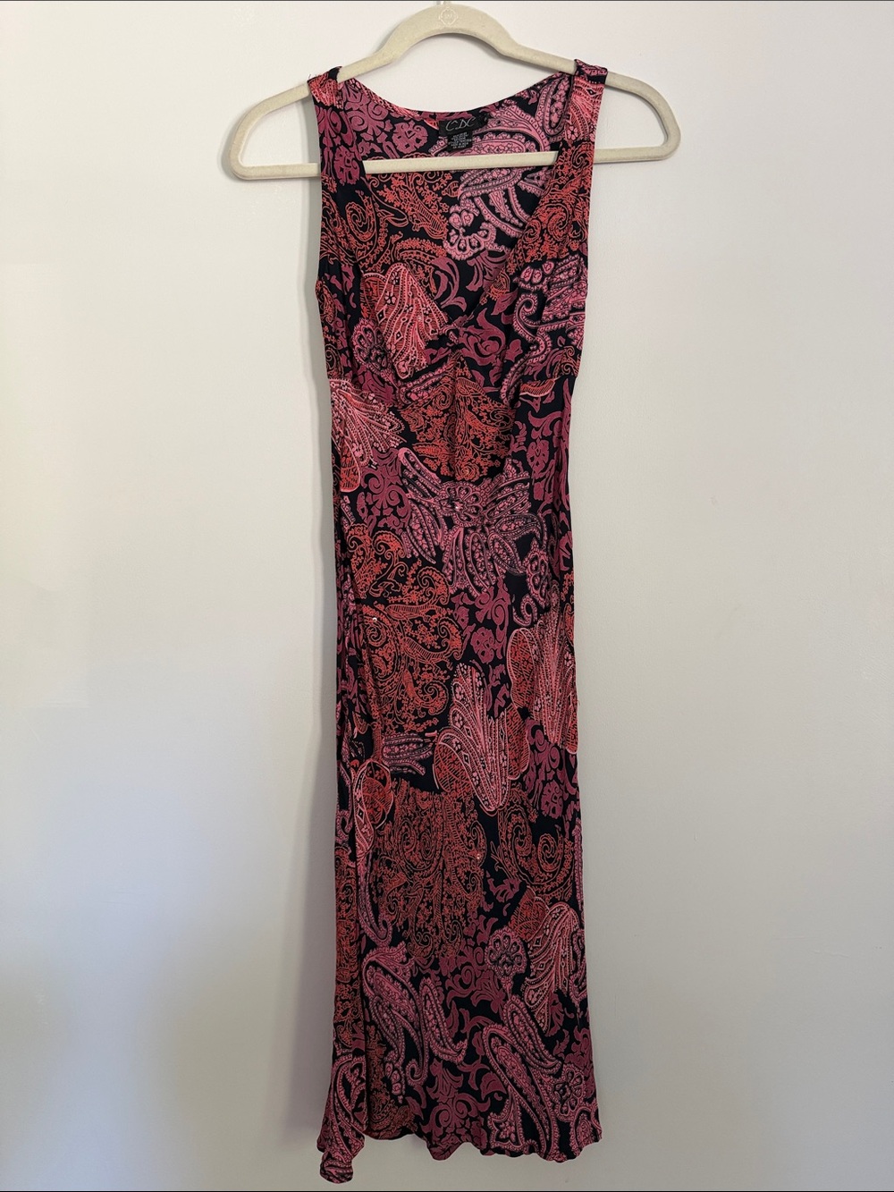 Vintage CDC Pink, Orange & Black Paisley Sleeveless Dress